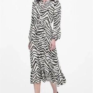 Banana Republic Zebra Print Midi Dress - NWT